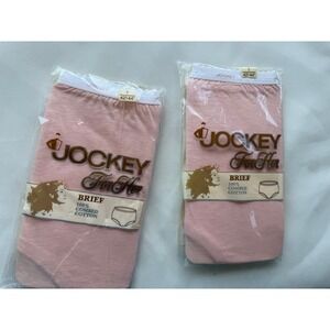 NOS Jockey 1987 combed cotton Brief panties Nip 2‎ Pcs Size 7 Women Vintage Pink